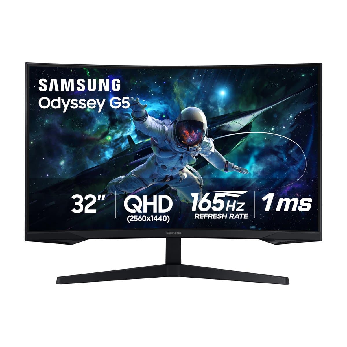 Samsung Odyssey G55C curved 4K monitor in a spacious office setup