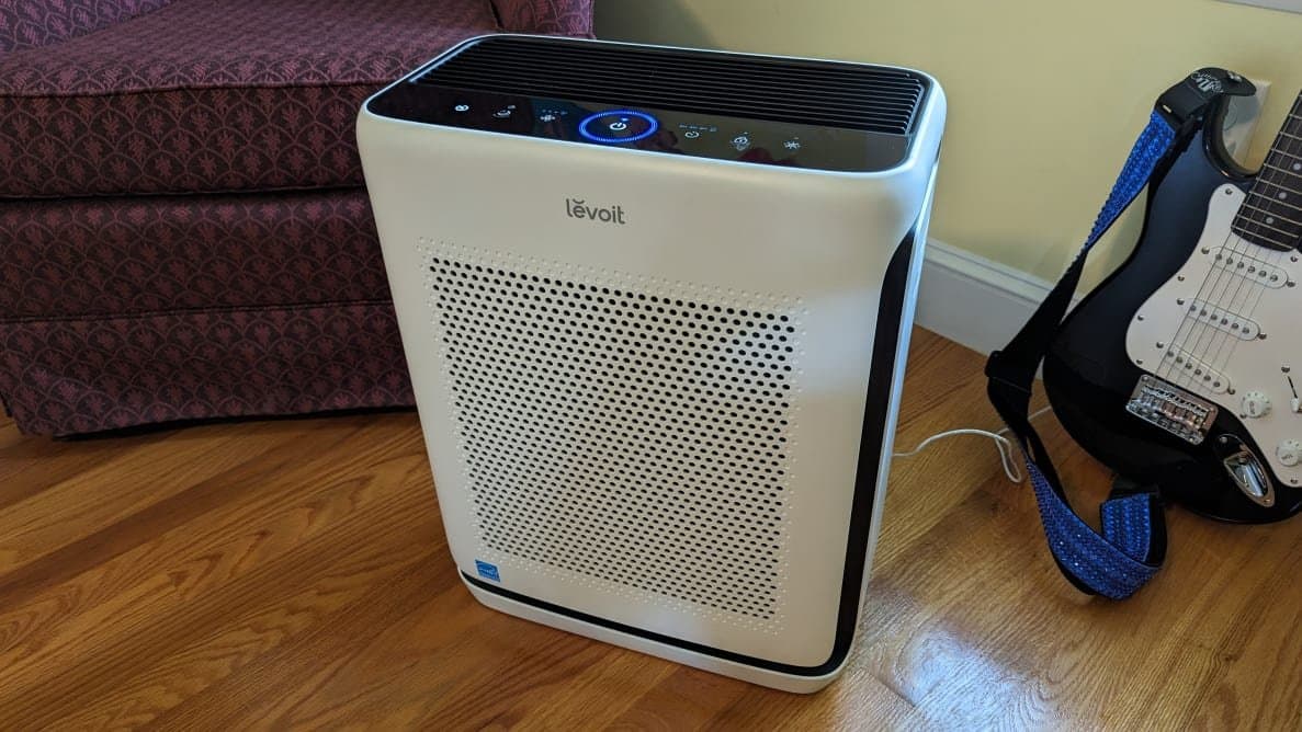 Levoit Vital 200S-P air purifier with smart features in large bedroom