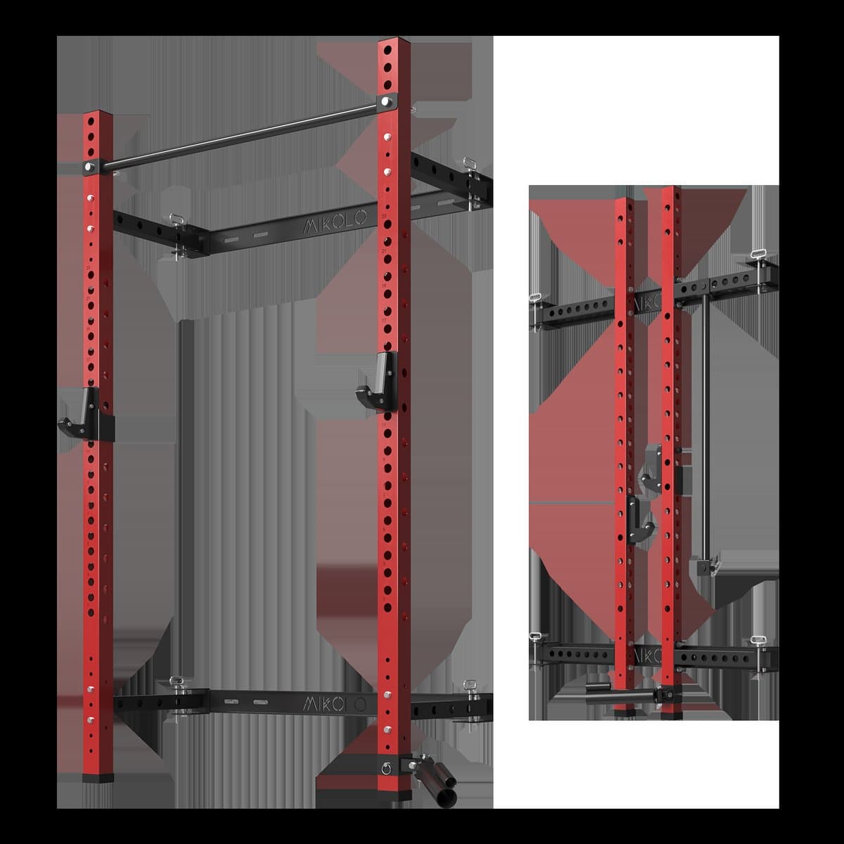 Fold-in ONE wall-mounted squat rack in folded position showing space-saving design