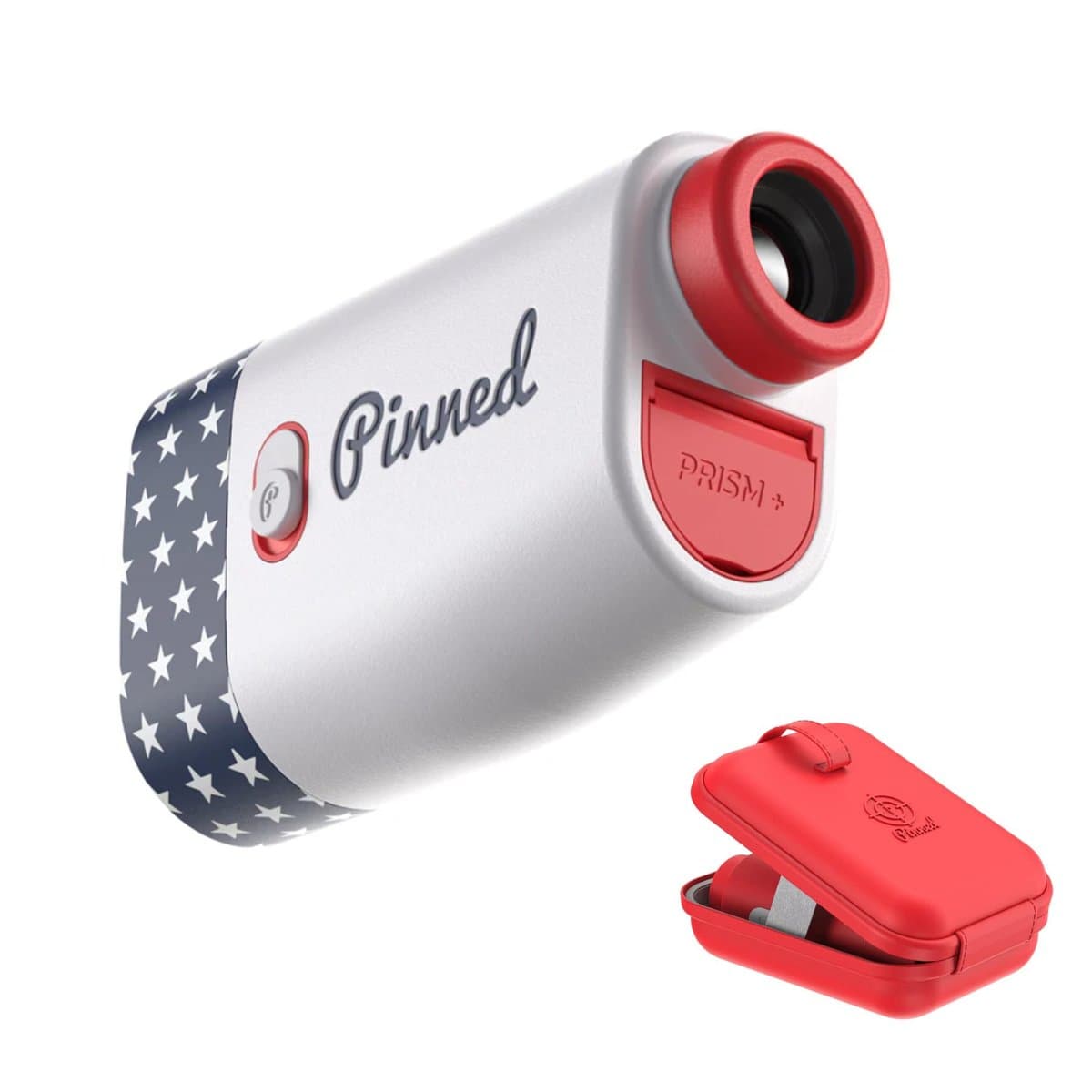 Pinned rangefinder with rechargeable battery and slope toggle feature