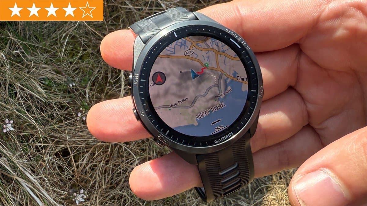 Garmin Forerunner 45 GPS watch on outdoor trail
