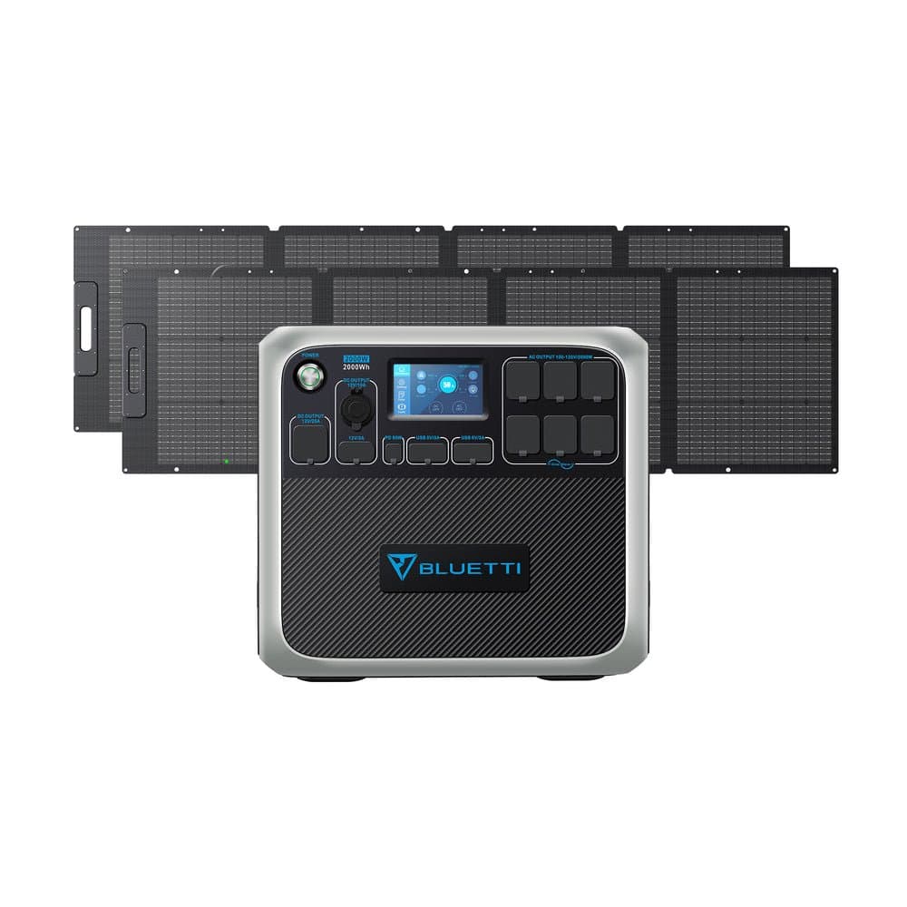 Bluetti AC240 power station with integrated handles and LCD display