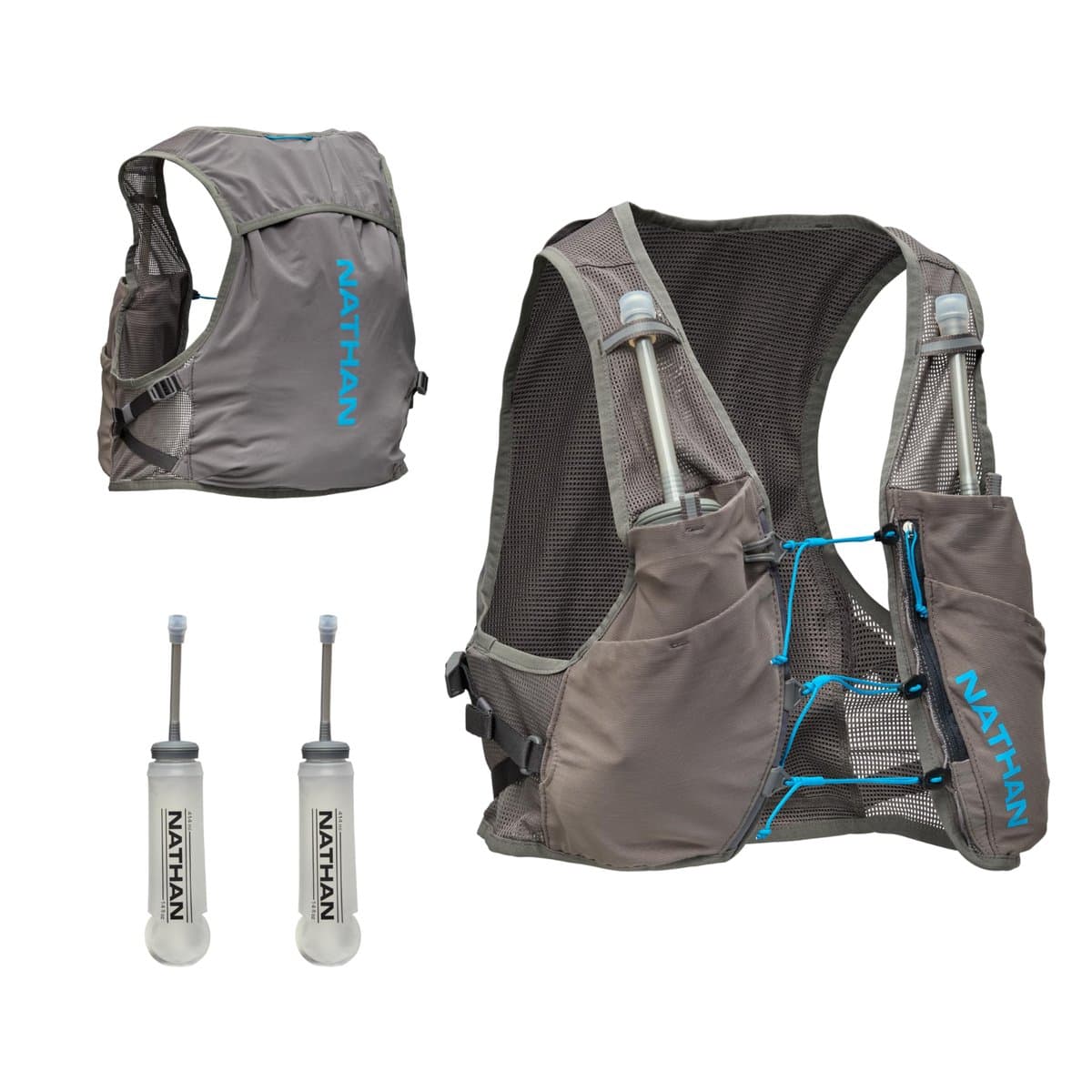 Nathan Pinnacle 12L running vest showing storage compartments and hydration system
