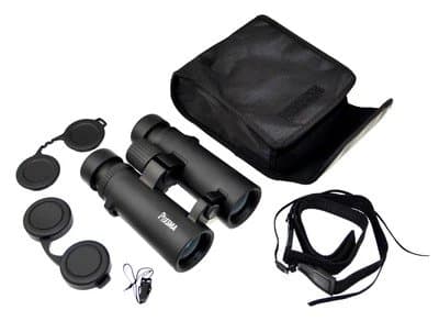 Binoteck binoculars with lens caps and carrying case