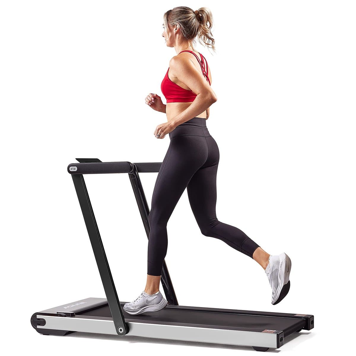 Sunny Health & Fitness SF-T7515 treadmill showing its ultra-compact design perfect for small spaces
