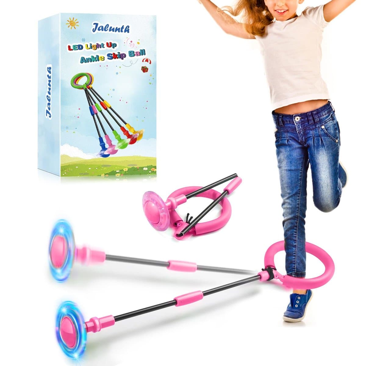 GleeGlow ankle skip ball being used by children in outdoor setting