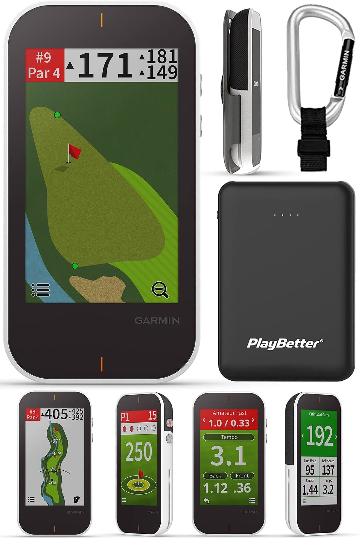 Garmin Approach G80 handheld GPS device with launch monitor capabilities and course mapping display