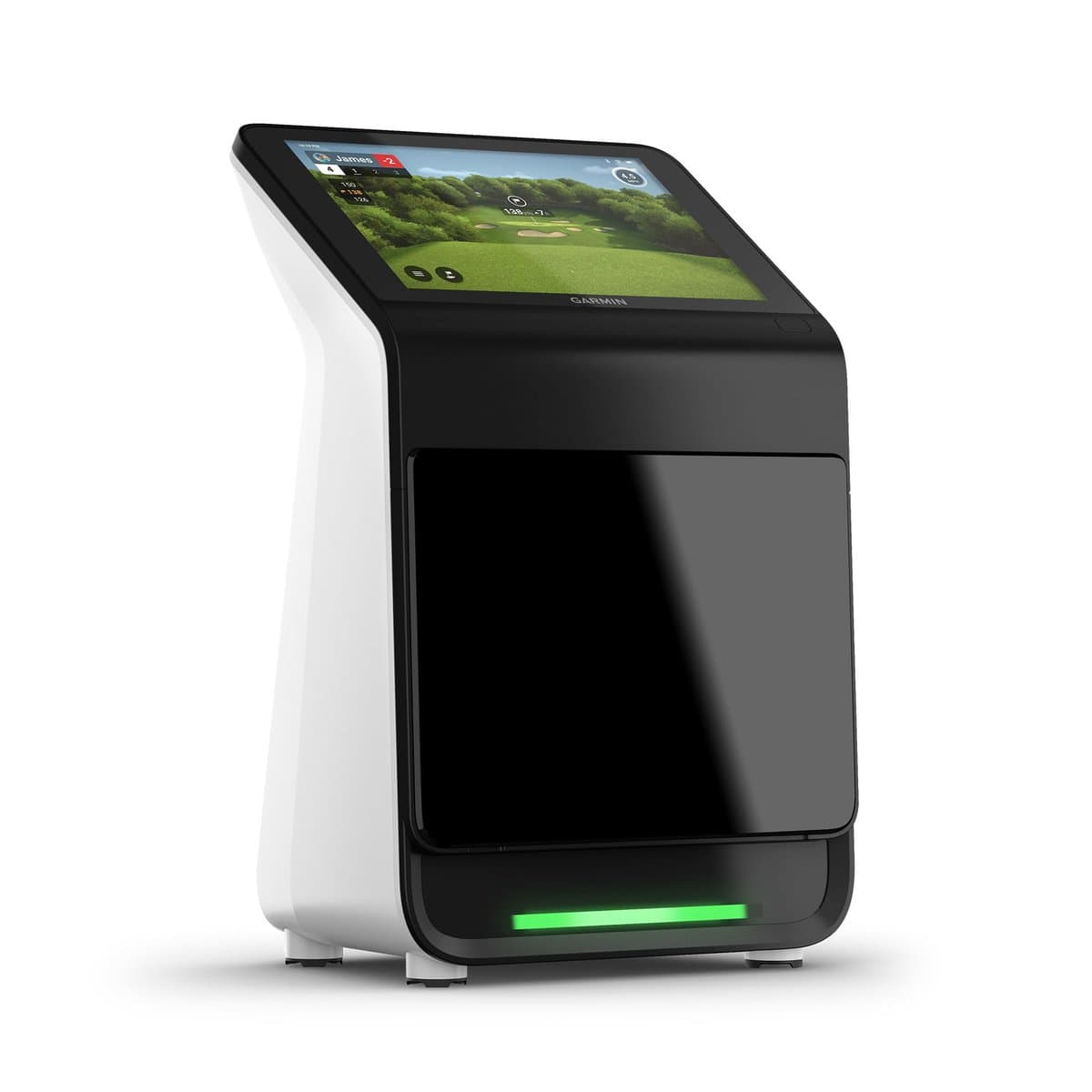 Swing Caddie SC4 Pro launch monitor with color display and remote control showing multiple shot metrics