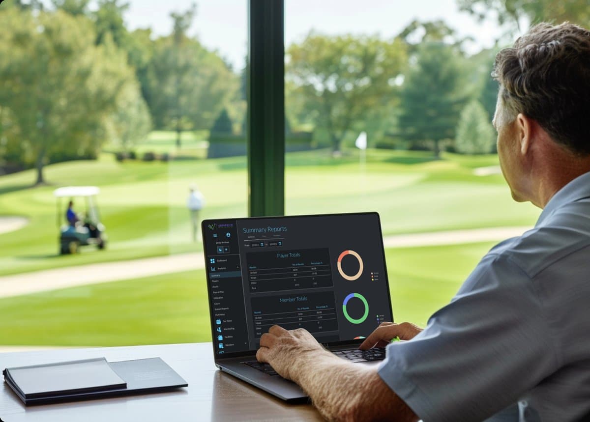 Smartphone showing advanced golf course management interface