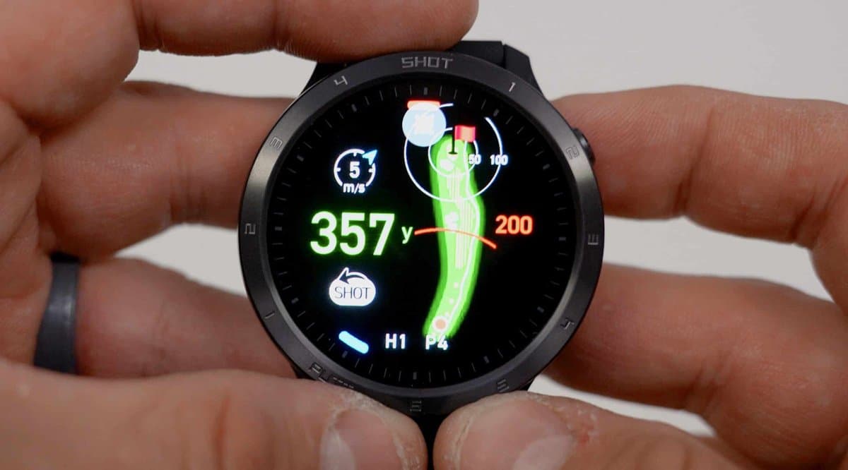 Golf GPS watch responding to voice commands on course