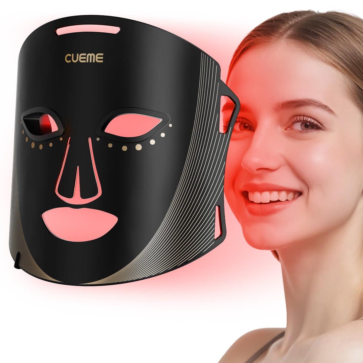 Sleek LED face mask with ergonomic design for hands-free treatment
