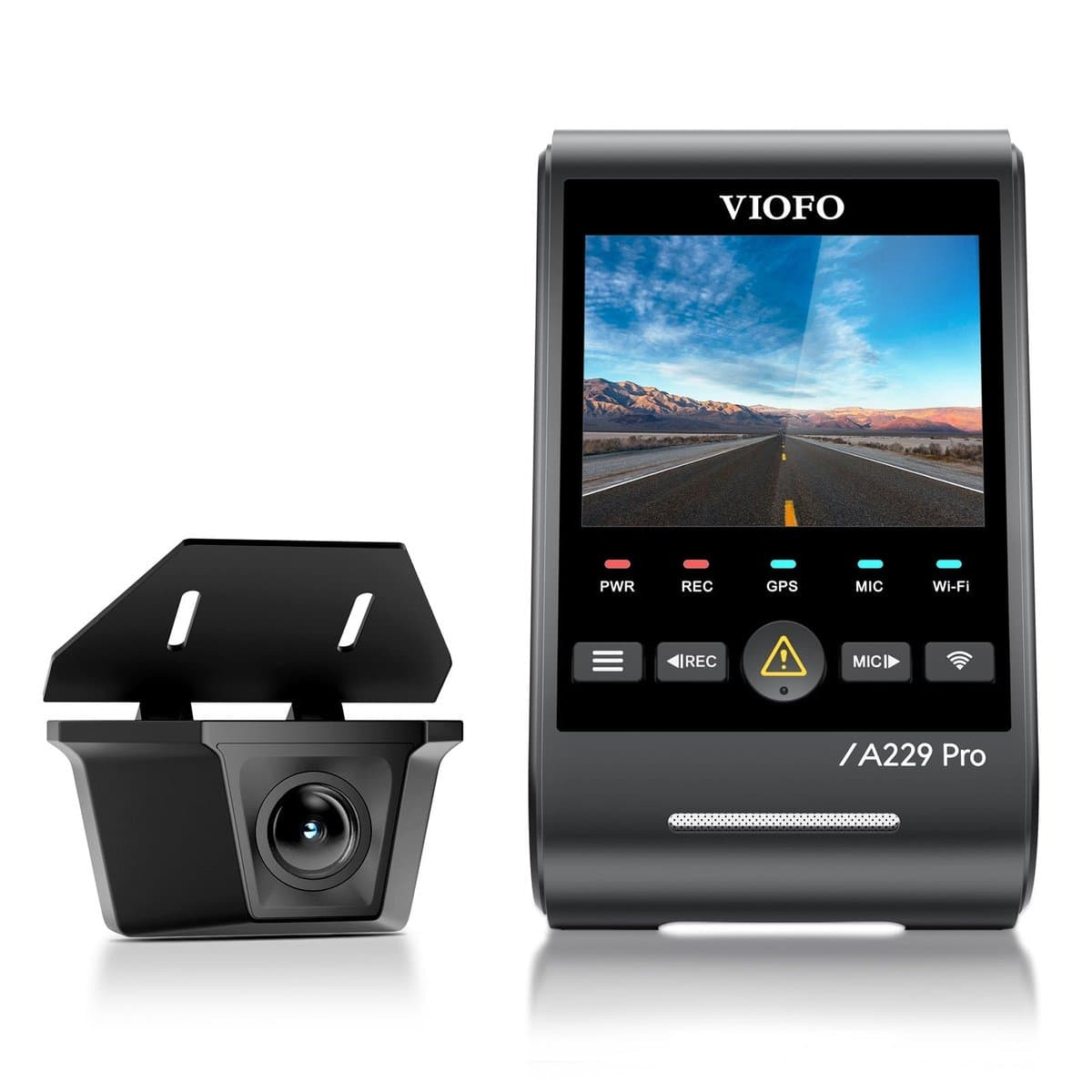Viofo A229 Pro dual camera setup with front and rear units mounted