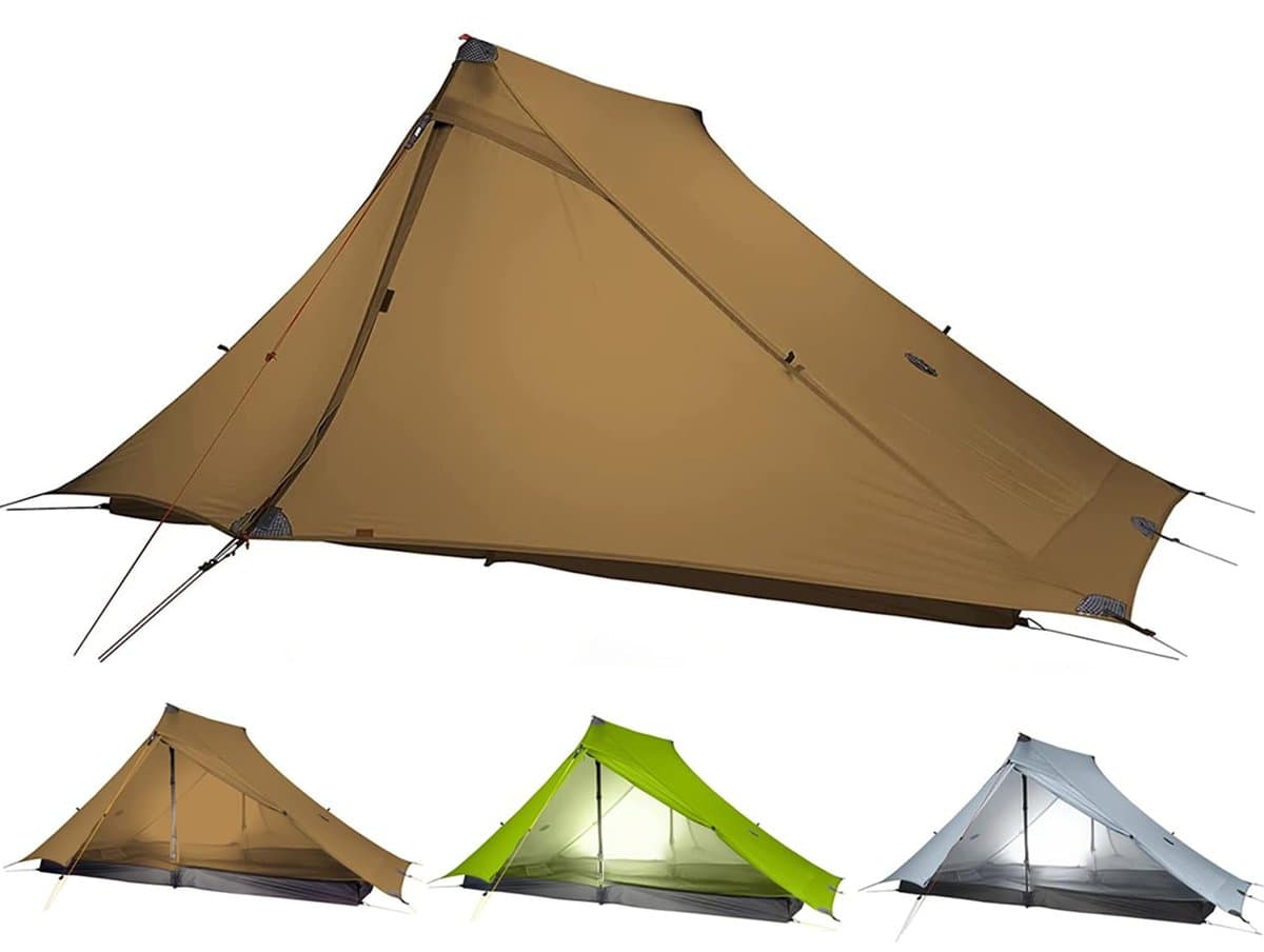 3F UL Gear Lanshan 2 tent in forest setting showing A-frame design